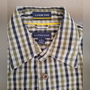 Lands' End Men's Multicolor Long Sleeve Collared Polo Shirt Size Large